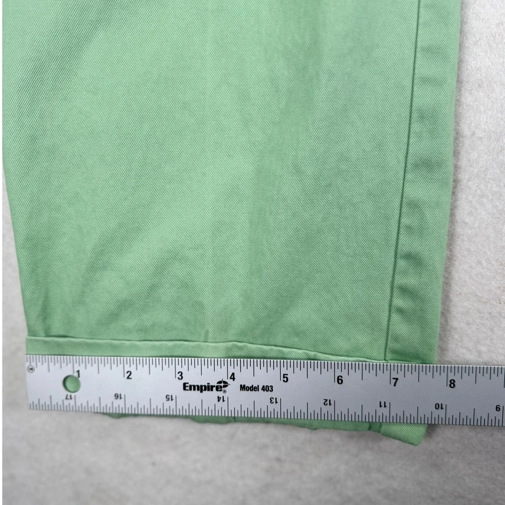 Peter Millar Mens Sage Green Flat Front Chino Pants 36 Cuffed Straight Leg